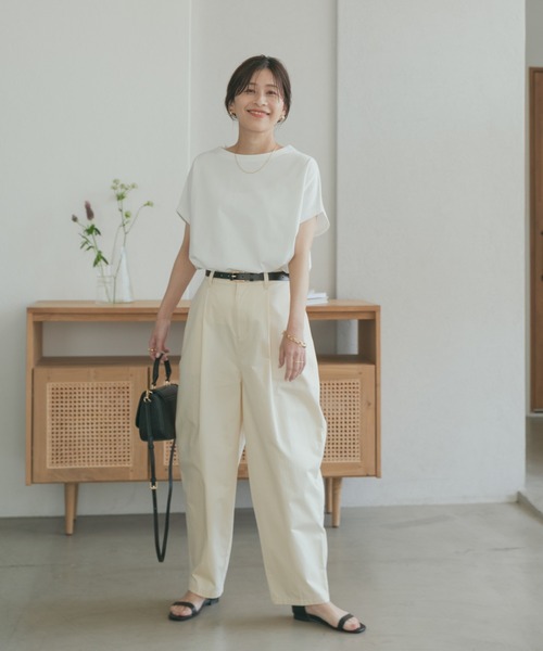 URBAN RESEARCH DOORS（アーバンリサーチドアーズ）の「『UR TECH ひやサラクール』ドライコットンボートネックプルオーバー（Tシャツ/カットソー・レディース・ピンク/ネイビー/ブルー/オフホワイト/グレー系その他/マスタード/グリーン・MEDIUM）」の9枚目の写真