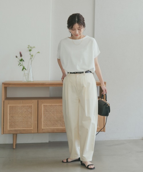 URBAN RESEARCH DOORS（アーバンリサーチドアーズ）の「『UR TECH ひやサラクール』ドライコットンボートネックプルオーバー（Tシャツ/カットソー・レディース・ピンク/ネイビー/ブルー/オフホワイト/グレー系その他/マスタード/グリーン・MEDIUM）」の8枚目の写真