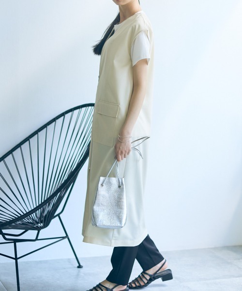 slattgir(スラットジール)の「高身長 ジレワンピース(トールサイズ)Essenave(ワンピース・レディース・ブラック/サンドベージュ・LL/3L/4L/L/5L/M)」の5枚目の写真