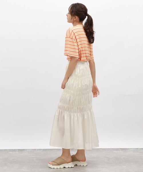 LAKOLE（ラコレ）の「マルチボーダ半袖TEE / 120972（Tシャツ/カットソー・レディース・アイボリー/グレー/オレンジ/グリーン・SMALL/MEDIUM）」の21枚目の写真