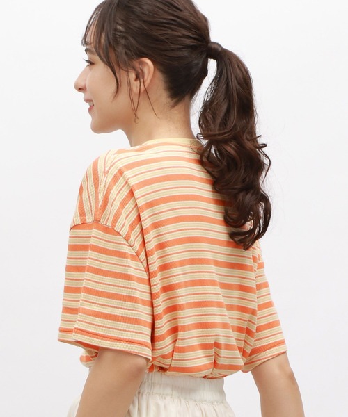 LAKOLE（ラコレ）の「マルチボーダ半袖TEE / 120972（Tシャツ/カットソー・レディース・アイボリー/グレー/オレンジ/グリーン・SMALL/MEDIUM）」の19枚目の写真