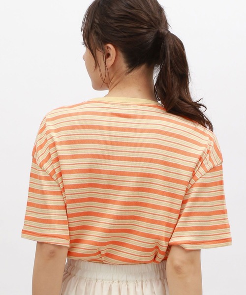 LAKOLE（ラコレ）の「マルチボーダ半袖TEE / 120972（Tシャツ/カットソー・レディース・アイボリー/グレー/オレンジ/グリーン・SMALL/MEDIUM）」の18枚目の写真