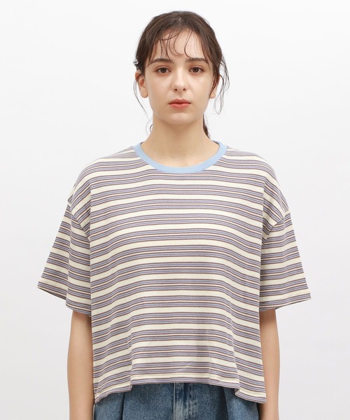 LAKOLE（ラコレ）の「マルチボーダ半袖TEE / 120972（Tシャツ/カットソー・レディース・アイボリー/グレー/オレンジ/グリーン・SMALL/MEDIUM）」の17枚目の写真