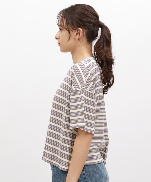 LAKOLE（ラコレ）の「マルチボーダ半袖TEE / 120972（Tシャツ/カットソー・レディース・アイボリー/グレー/オレンジ/グリーン・SMALL/MEDIUM）」の16枚目の写真