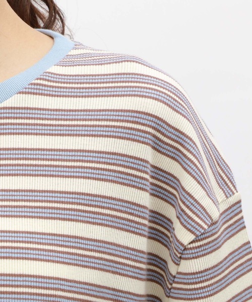 LAKOLE（ラコレ）の「マルチボーダ半袖TEE / 120972（Tシャツ/カットソー・レディース・アイボリー/グレー/オレンジ/グリーン・SMALL/MEDIUM）」の13枚目の写真