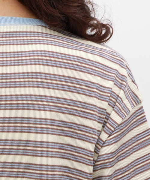 LAKOLE（ラコレ）の「マルチボーダ半袖TEE / 120972（Tシャツ/カットソー・レディース・アイボリー/グレー/オレンジ/グリーン・SMALL/MEDIUM）」の10枚目の写真