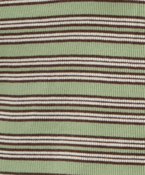 LAKOLE（ラコレ）の「マルチボーダ半袖TEE / 120972（Tシャツ/カットソー・レディース・アイボリー/グレー/オレンジ/グリーン・SMALL/MEDIUM）」の7枚目の写真