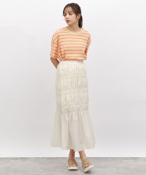 LAKOLE（ラコレ）の「マルチボーダ半袖TEE / 120972（Tシャツ/カットソー・レディース・アイボリー/グレー/オレンジ/グリーン・SMALL/MEDIUM）」の22枚目の写真