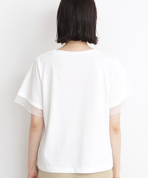 THE SHOP TK （ザ ショップ ティーケー ）の「◆【7.16新色入荷/UV/接触冷感/洗濯OK/毛玉になりにくい】袖シアーTシャツ（Tシャツ/カットソー・レディース・オフホワイト/サックスブルー/ブラック/ダークブラウン・13/12）」の9枚目の写真