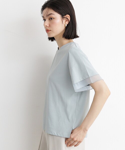 THE SHOP TK （ザ ショップ ティーケー ）の「◆【7.16新色入荷/UV/接触冷感/洗濯OK/毛玉になりにくい】袖シアーTシャツ（Tシャツ/カットソー・レディース・オフホワイト/サックスブルー/ブラック/ダークブラウン・13/12）」の17枚目の写真