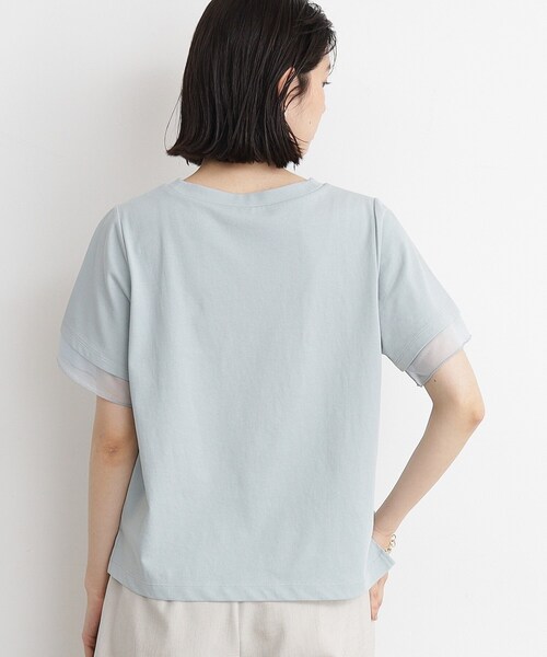 THE SHOP TK （ザ ショップ ティーケー ）の「◆【7.16新色入荷/UV/接触冷感/洗濯OK/毛玉になりにくい】袖シアーTシャツ（Tシャツ/カットソー・レディース・オフホワイト/サックスブルー/ブラック/ダークブラウン・13/12）」の18枚目の写真