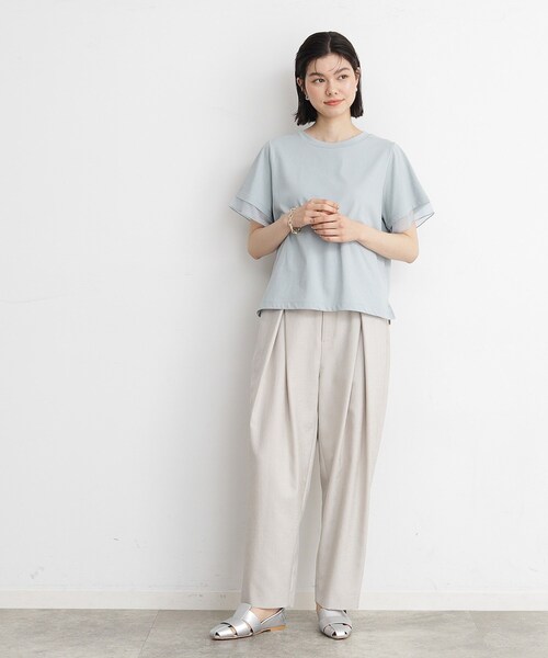 THE SHOP TK （ザ ショップ ティーケー ）の「◆【7.16新色入荷/UV/接触冷感/洗濯OK/毛玉になりにくい】袖シアーTシャツ（Tシャツ/カットソー・レディース・オフホワイト/サックスブルー/ブラック/ダークブラウン・13/12）」の19枚目の写真