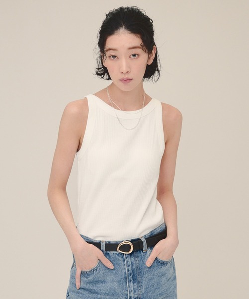 eL（エル）の「【eL】American sleeve TankTop/123540（タンクトップ・レディース・ブラック/オフホワイト/グレイッシュベージュ/ホワイト・FREE）」の2枚目の写真