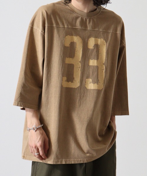 FUNALIVE(ファンアライブ)の「ピグメントフットボールTシャツ(Tシャツ/カットソー・メンズ・ブラック/ブルー/ベージュ・L/M)」の8枚目の写真