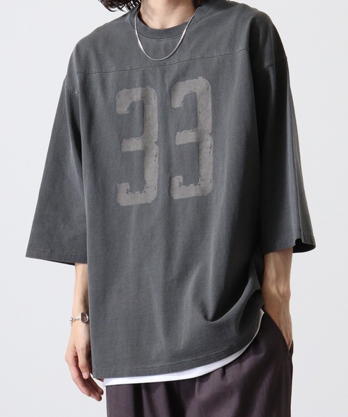 FUNALIVE(ファンアライブ)の「ピグメントフットボールTシャツ(Tシャツ/カットソー・メンズ・ブラック/ブルー/ベージュ・L/M)」の4枚目の写真