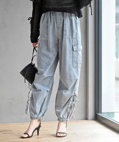 新品　kastane カーゴデニムパンツ　リボン 新色追加/3サイズ展開/WEB限定サイズ】カーゴデニムパンツ