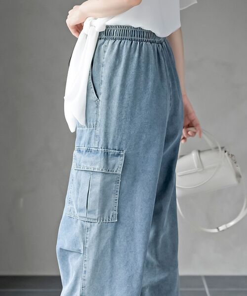 rps(アールピーエス)の「サイドリボンデニムカーゴパンツ(カーゴパンツ・レディース・ブルー系その他/ブラック/ブルー/グレー・フリー)」の10枚目の写真