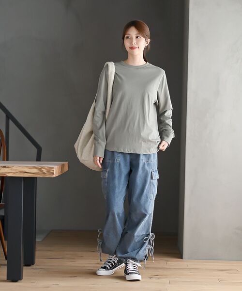 rps(アールピーエス)の「サイドリボンデニムカーゴパンツ(カーゴパンツ・レディース・ブルー系その他/ブラック/ブルー/グレー・フリー)」の14枚目の写真