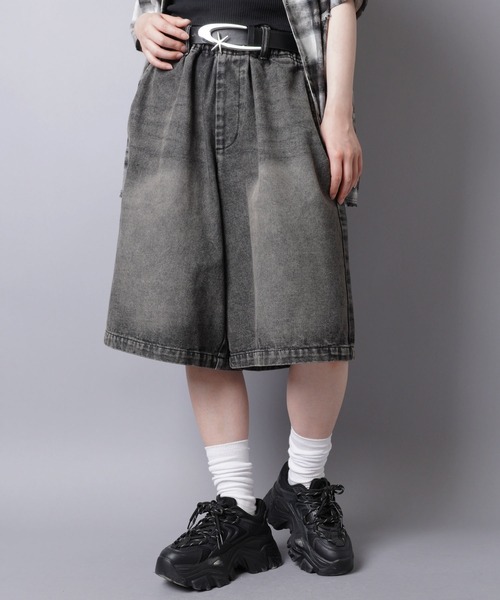 SPINNS（スピンズ）の「3サイズ展開！ヴィンテージ加工デニムジョーツ/デニムハーフパンツ/ユニセックス（デニムパンツ・メンズ・ブラック系その他/ブルー系その他/サックスブルー系/ワンウォッシュ・L/M/S）」の17枚目の写真