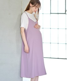Rosemadame（ローズマダム）の「【セット】サテンキャミワンピース×テレコメロウカットソー(産前・産後対応 マタニティ＆授乳服 ルームウェア)（マタニティウェア/グッズ・レディース）」