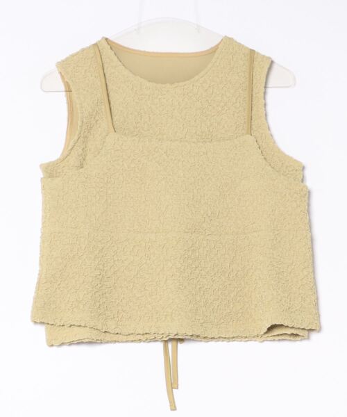 STYLEBLOCK(スタイルブロック)の「接結シャーリングビスチェノースリーブトップスセット(Tシャツ/カットソー・レディース・ライム/アイボリー/ライトブルー/ブラック・M)」の4枚目の写真