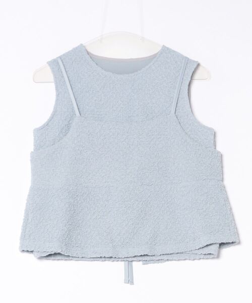 STYLEBLOCK(スタイルブロック)の「接結シャーリングビスチェノースリーブトップスセット(Tシャツ/カットソー・レディース・ライム/アイボリー/ライトブルー/ブラック・M)」の1枚目の写真