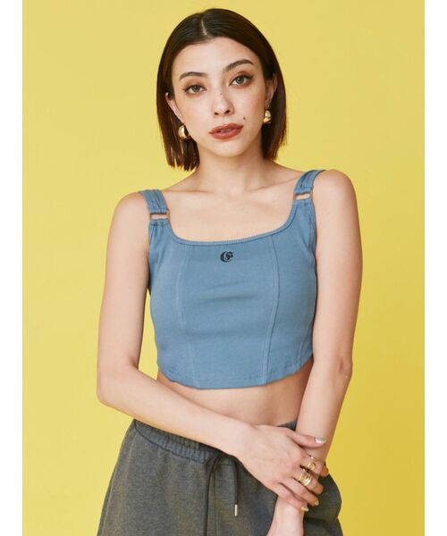 EVRIS（エヴリス）の「ワンポイントイレヘムビスチェ（キャミソール・レディース・グレー/ブルー/ブラック・FREE）」の4枚目の写真