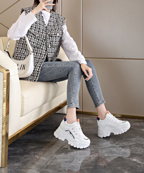 Lace Ladies(レースレディース)の「配色 ライン メッシュ 厚底 レースアップ スニーカー(スニーカー・レディース・アイボリー/ホワイト・ 25/23.5/24.5/23/22.5/24)」の17枚目の写真