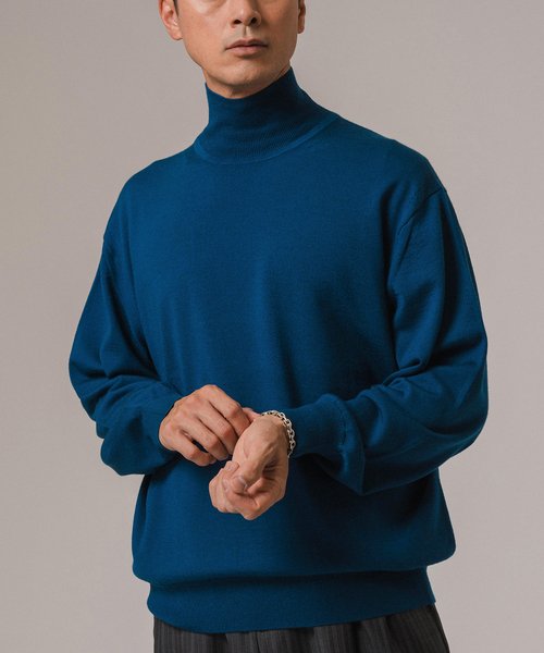 EDIFICE LA BOUCLE（エディフィスラブークル）の「LA BOUCLE(ラブークル) アンチピリング ハイネックニット（ニット/セーター・メンズ・グリーン/ブルー系その他/ボルドー/ブラウン/ブラック/アイボリー・2/3）」の5枚目の写真