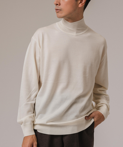 EDIFICE LA BOUCLE（エディフィスラブークル）の「LA BOUCLE(ラブークル) アンチピリング ハイネックニット（ニット/セーター・メンズ・グリーン/ブルー系その他/ボルドー/ブラウン/ブラック/アイボリー・2/3）」の2枚目の写真