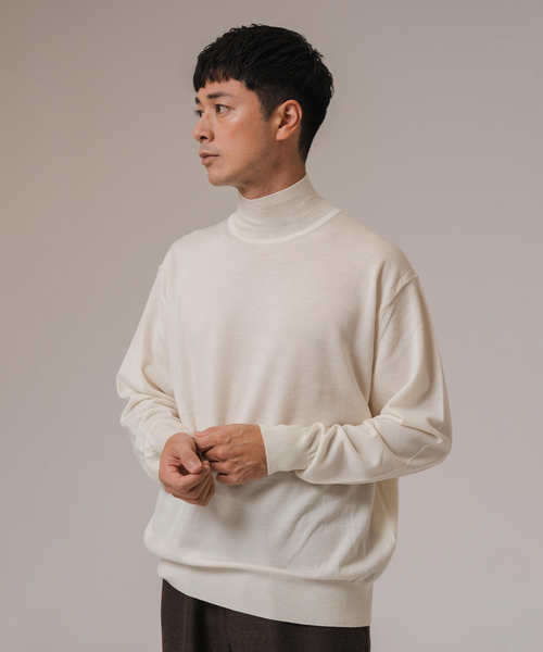 EDIFICE LA BOUCLE（エディフィスラブークル）の「LA BOUCLE(ラブークル) アンチピリング ハイネックニット（ニット/セーター・メンズ・グリーン/ブルー系その他/ボルドー/ブラウン/ブラック/アイボリー・2/3）」の9枚目の写真