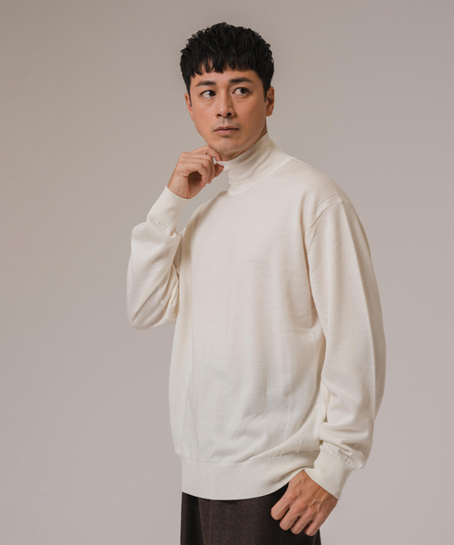 EDIFICE LA BOUCLE（エディフィスラブークル）の「LA BOUCLE(ラブークル) アンチピリング ハイネックニット（ニット/セーター・メンズ・グリーン/ブルー系その他/ボルドー/ブラウン/ブラック/アイボリー・2/3）」の10枚目の写真