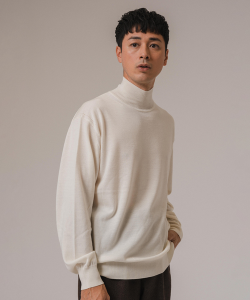 EDIFICE LA BOUCLE（エディフィスラブークル）の「LA BOUCLE(ラブークル) アンチピリング ハイネックニット（ニット/セーター・メンズ・グリーン/ブルー系その他/ボルドー/ブラウン/ブラック/アイボリー・2/3）」の11枚目の写真