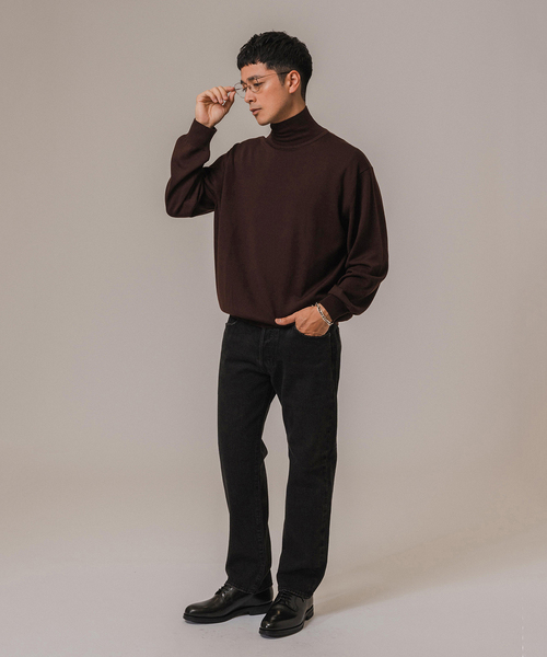 EDIFICE LA BOUCLE（エディフィスラブークル）の「LA BOUCLE(ラブークル) アンチピリング ハイネックニット（ニット/セーター・メンズ・グリーン/ブルー系その他/ボルドー/ブラウン/ブラック/アイボリー・2/3）」の15枚目の写真