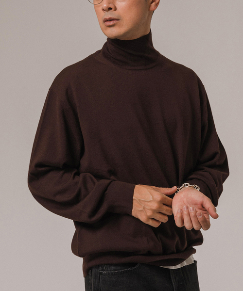 EDIFICE LA BOUCLE（エディフィスラブークル）の「LA BOUCLE(ラブークル) アンチピリング ハイネックニット（ニット/セーター・メンズ・グリーン/ブルー系その他/ボルドー/ブラウン/ブラック/アイボリー・2/3）」の17枚目の写真