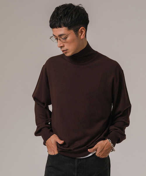 EDIFICE LA BOUCLE（エディフィスラブークル）の「LA BOUCLE(ラブークル) アンチピリング ハイネックニット（ニット/セーター・メンズ・グリーン/ブルー系その他/ボルドー/ブラウン/ブラック/アイボリー・2/3）」の18枚目の写真