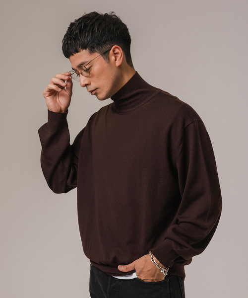 EDIFICE LA BOUCLE（エディフィスラブークル）の「LA BOUCLE(ラブークル) アンチピリング ハイネックニット（ニット/セーター・メンズ・グリーン/ブルー系その他/ボルドー/ブラウン/ブラック/アイボリー・2/3）」の19枚目の写真