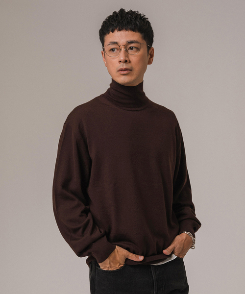 EDIFICE LA BOUCLE（エディフィスラブークル）の「LA BOUCLE(ラブークル) アンチピリング ハイネックニット（ニット/セーター・メンズ・グリーン/ブルー系その他/ボルドー/ブラウン/ブラック/アイボリー・2/3）」の20枚目の写真