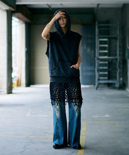 HARE(ハレ)の「【UNDERGROUND MODE】トライバルプリントデニムパンツ(HARE)(デニムパンツ・メンズ・ブラック/ブルー・SMALL/MEDIUM)」の6枚目の写真