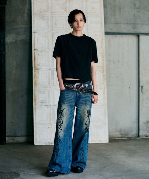 HARE UNDERGROUND MODE デニムパンツ25ss HARE（ハレ）の「【UNDERGROUND MODE】トライバルプリントデニム
