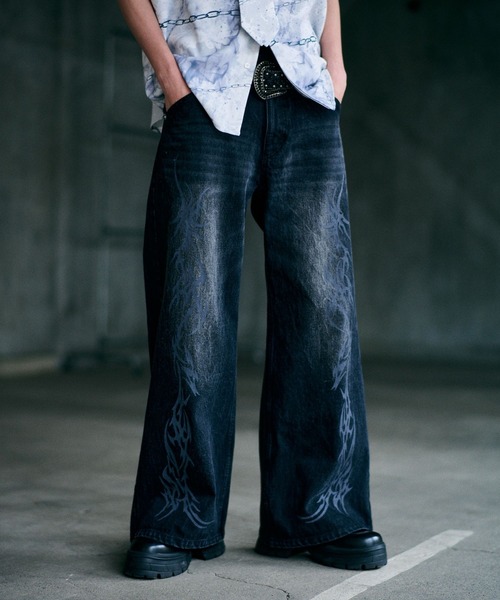 HARE(ハレ)の「【UNDERGROUND MODE】トライバルプリントデニムパンツ(HARE)(デニムパンツ・メンズ・ブラック/ブルー・SMALL/MEDIUM)」の17枚目の写真