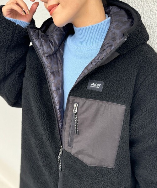 ノーリーズ×TAION 別注ボア×ダウンフードコート　リバーシブル　24AW ◇【WEB限定】【TAION/タイオン】別注ボア×ダウンフードコート