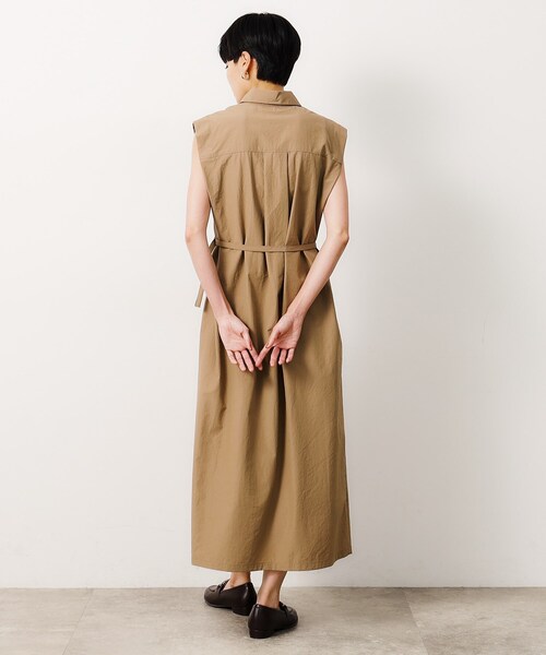 OPAQUE.CLIP（オペークドットクリップ）の「◆《美人百花掲載》フレンチスリーブシャツワンピース【洗濯機洗い可】（ワンピース・レディース・ブラック/ベージュ・38/40）」の15枚目の写真