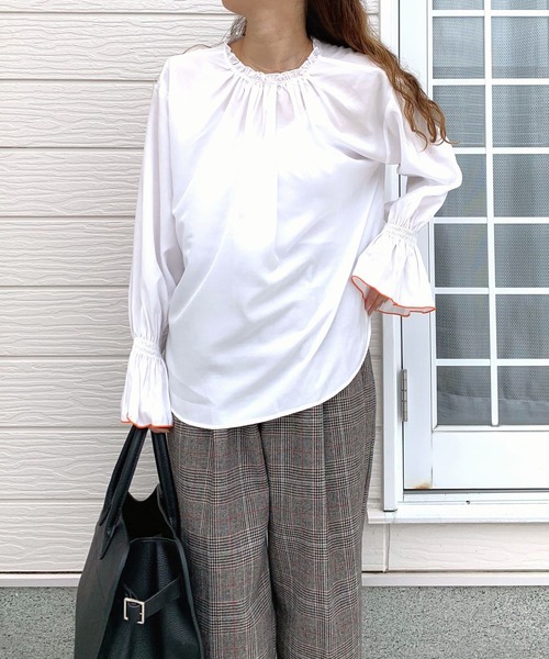 Q(キュー)の「キャンディースリーブブラウス(シャツ/ブラウス・レディース・ネイビー/ホワイト・MEDIUM)」の15枚目の写真