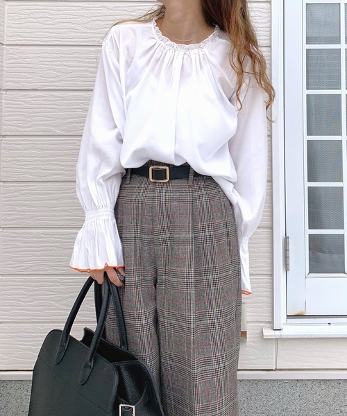 Q(キュー)の「キャンディースリーブブラウス(シャツ/ブラウス・レディース・ネイビー/ホワイト・MEDIUM)」の16枚目の写真