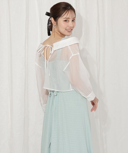 WILLSELECTION（ウィルセレクション）の「シアーブラウス×カットソーマーメイドワンピース（ワンピース・レディース・ミント/ブルー/ピンク/ブラック・FREE）」の14枚目の写真