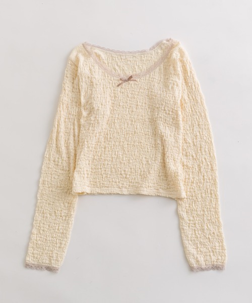 OLIVE des OLIVE（オリーブデオリーブ）の「レースロンティ（Tシャツ/カットソー・レディース・その他/アイボリー/ブラック系その他/ブラック・FREE）」の7枚目の写真