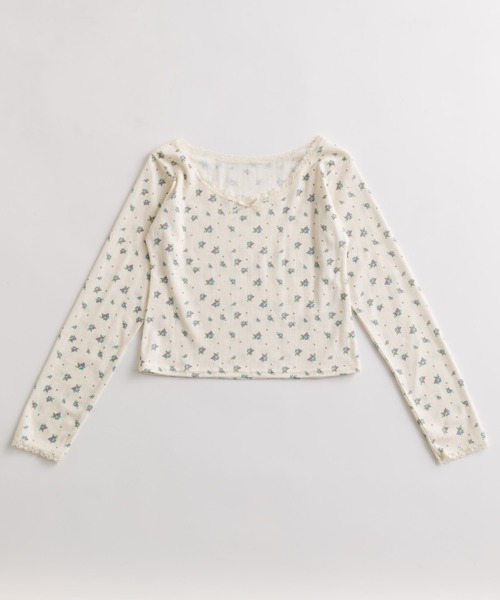 OLIVE des OLIVE（オリーブデオリーブ）の「レースロンティ（Tシャツ/カットソー・レディース・その他/アイボリー/ブラック系その他/ブラック・FREE）」の6枚目の写真