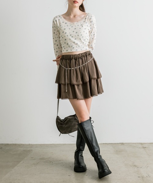 OLIVE des OLIVE（オリーブデオリーブ）の「レースロンティ（Tシャツ/カットソー・レディース・その他/アイボリー/ブラック系その他/ブラック・FREE）」の21枚目の写真