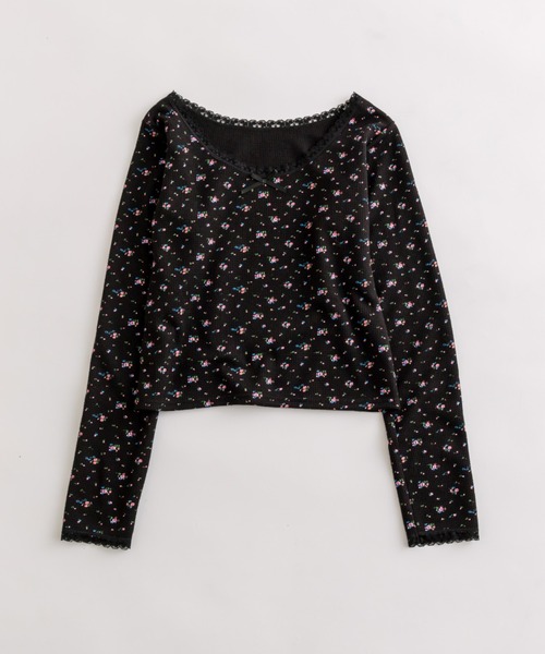 OLIVE des OLIVE（オリーブデオリーブ）の「レースロンティ（Tシャツ/カットソー・レディース・その他/アイボリー/ブラック系その他/ブラック・FREE）」の5枚目の写真